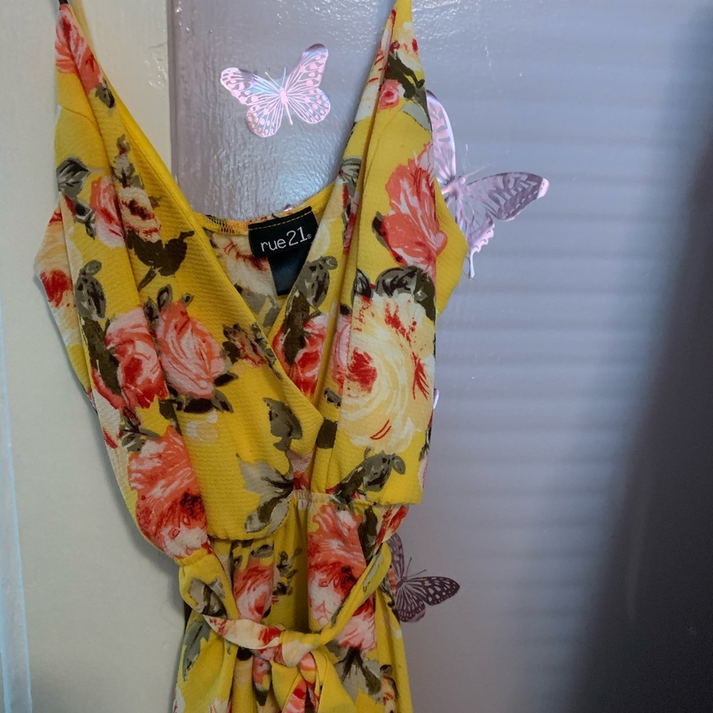 Yellow, short, flowered, dress